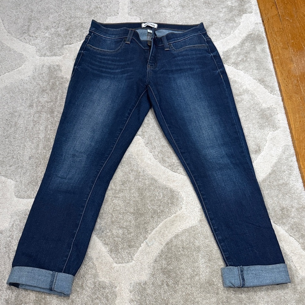 Dark Indigo Cuffed Ankle Jeans - Women